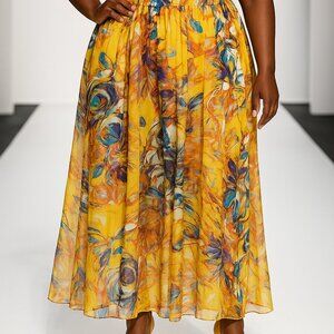 Floral print Maxi Skirt - Plus size.